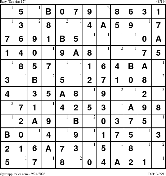 The grouppuzzles.com Easy Sudoku-12 puzzle for Thursday September 24, 2026 with the first 3 steps marked