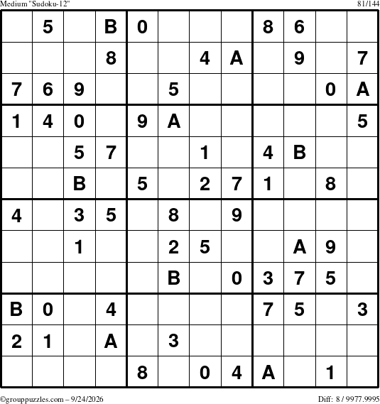 The grouppuzzles.com Medium Sudoku-12 puzzle for Thursday September 24, 2026