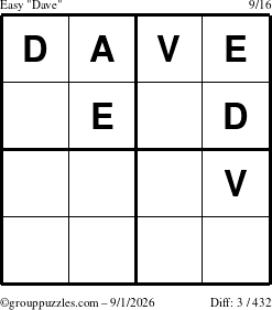 The grouppuzzles.com Easy Dave puzzle for Tuesday September 1, 2026