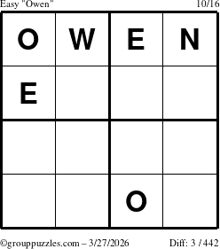 The grouppuzzles.com Easy Owen puzzle for Friday March 27, 2026