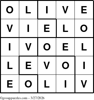 The grouppuzzles.com Answer grid for the Olive puzzle for Friday March 27, 2026