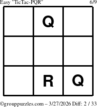 The grouppuzzles.com Easy TicTac-PQR puzzle for Friday March 27, 2026