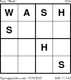 The grouppuzzles.com Easy Wash puzzle for Tuesday September 30, 2025