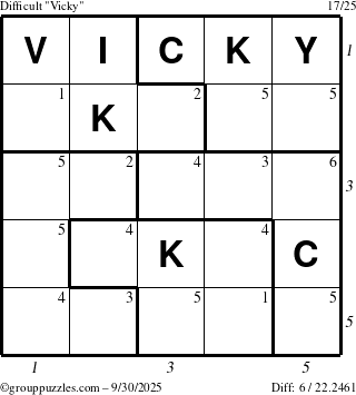The grouppuzzles.com Difficult Vicky puzzle for Tuesday September 30, 2025 with all 6 steps marked
