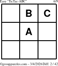 The grouppuzzles.com Easy TicTac-ABC puzzle for Wednesday March 4, 2026