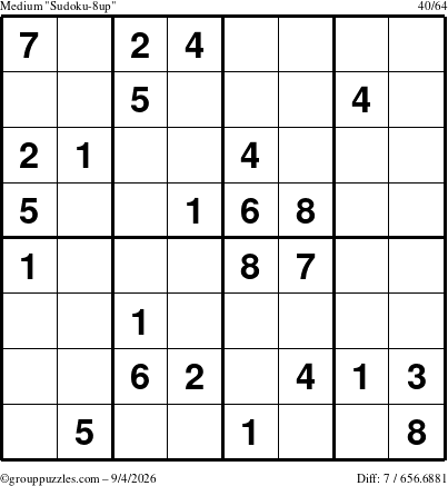 The grouppuzzles.com Medium Sudoku-8up puzzle for Friday September 4, 2026