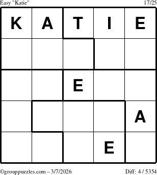 The grouppuzzles.com Easy Katie puzzle for Saturday March 7, 2026