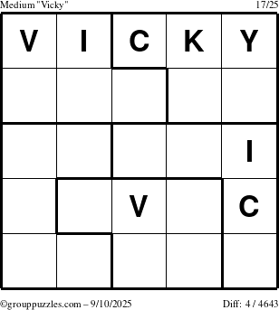 The grouppuzzles.com Medium Vicky puzzle for Wednesday September 10, 2025