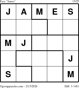 The grouppuzzles.com Easy James puzzle for Sunday February 15, 2026