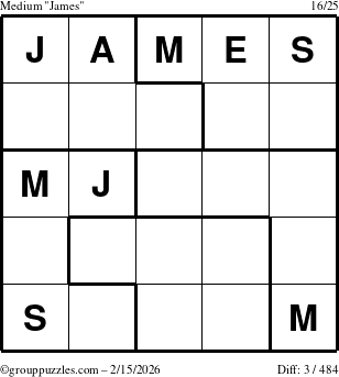 The grouppuzzles.com Medium James puzzle for Sunday February 15, 2026