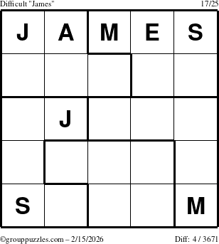The grouppuzzles.com Difficult James puzzle for Sunday February 15, 2026