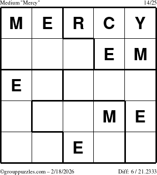 The grouppuzzles.com Medium Mercy puzzle for Wednesday February 18, 2026