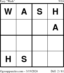 The grouppuzzles.com Easy Wash puzzle for Tuesday March 19, 2024