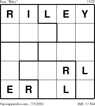 The grouppuzzles.com Easy Riley puzzle for Friday July 3, 2026