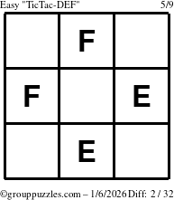 The grouppuzzles.com Easy TicTac-DEF puzzle for Tuesday January 6, 2026