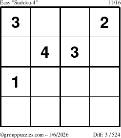 The grouppuzzles.com Easy Sudoku-4 puzzle for Tuesday January 6, 2026