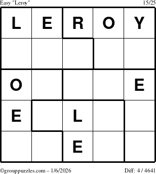 The grouppuzzles.com Easy Leroy puzzle for Tuesday January 6, 2026