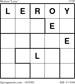 The grouppuzzles.com Medium Leroy puzzle for Tuesday January 6, 2026