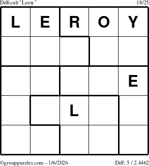 The grouppuzzles.com Difficult Leroy puzzle for Tuesday January 6, 2026