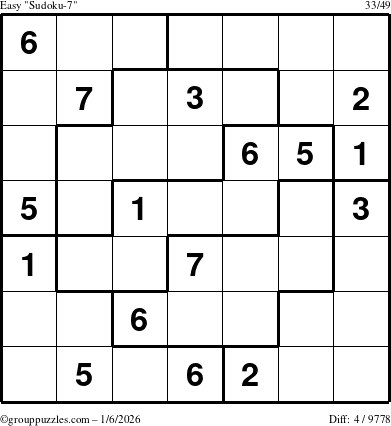 The grouppuzzles.com Easy Sudoku-7 puzzle for Tuesday January 6, 2026