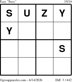 The grouppuzzles.com Easy Suzy puzzle for Sunday June 14, 2026