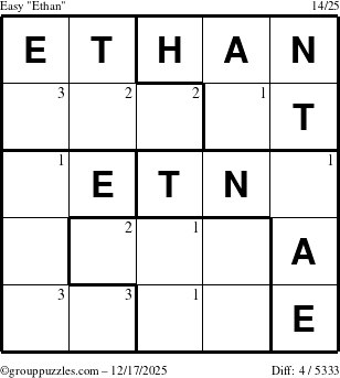 The grouppuzzles.com Easy Ethan puzzle for Wednesday December 17, 2025 with the first 3 steps marked