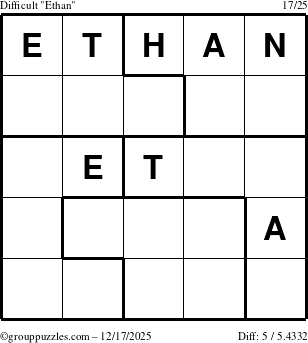 The grouppuzzles.com Difficult Ethan puzzle for Wednesday December 17, 2025