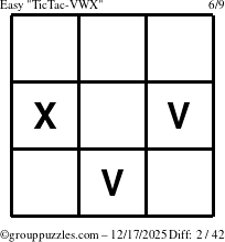 The grouppuzzles.com Easy TicTac-VWX puzzle for Wednesday December 17, 2025