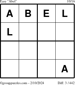 The grouppuzzles.com Easy Abel puzzle for Saturday February 10, 2024