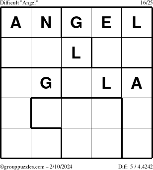 The grouppuzzles.com Difficult Angel puzzle for Saturday February 10, 2024