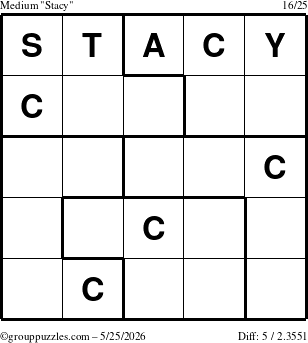 The grouppuzzles.com Medium Stacy puzzle for Monday May 25, 2026