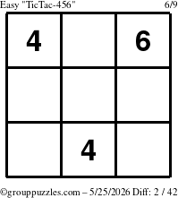 The grouppuzzles.com Easy TicTac-456 puzzle for Monday May 25, 2026