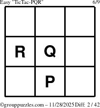 The grouppuzzles.com Easy TicTac-PQR puzzle for Friday November 28, 2025