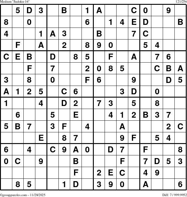 The grouppuzzles.com Medium Sudoku-16 puzzle for Friday November 28, 2025