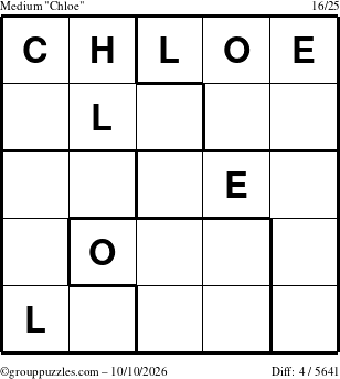 The grouppuzzles.com Medium Chloe puzzle for Saturday October 10, 2026