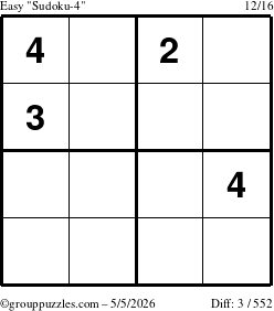 The grouppuzzles.com Easy Sudoku-4 puzzle for Tuesday May 5, 2026