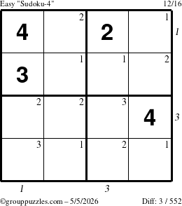 The grouppuzzles.com Easy Sudoku-4 puzzle for Tuesday May 5, 2026 with all 3 steps marked