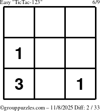 The grouppuzzles.com Easy TicTac-123 puzzle for Saturday November 8, 2025