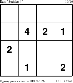 The grouppuzzles.com Easy Sudoku-4 puzzle for Tuesday October 13, 2026