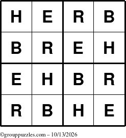 The grouppuzzles.com Answer grid for the Herb puzzle for Tuesday October 13, 2026