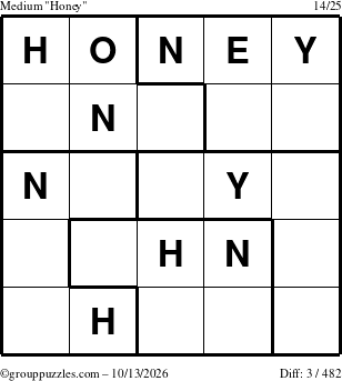 The grouppuzzles.com Medium Honey puzzle for Tuesday October 13, 2026