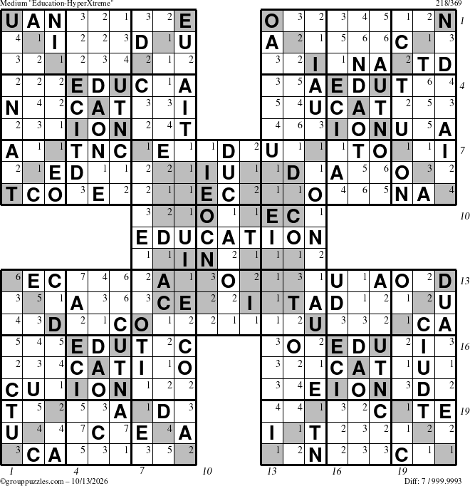 The grouppuzzles.com Medium Education-HyperXtreme puzzle for Tuesday October 13, 2026 with all 7 steps marked