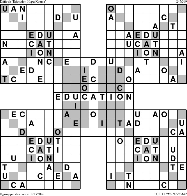 The grouppuzzles.com Difficult Education-HyperXtreme puzzle for Tuesday October 13, 2026