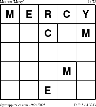 The grouppuzzles.com Medium Mercy puzzle for Wednesday September 24, 2025