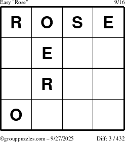 The grouppuzzles.com Easy Rose puzzle for Saturday September 27, 2025