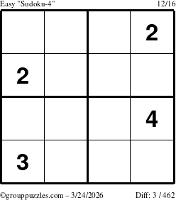 The grouppuzzles.com Easy Sudoku-4 puzzle for Tuesday March 24, 2026