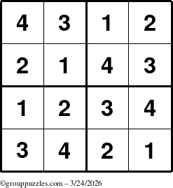 The grouppuzzles.com Answer grid for the Sudoku-4 puzzle for Tuesday March 24, 2026