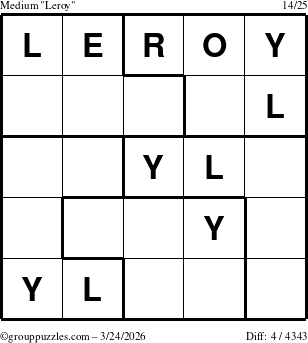 The grouppuzzles.com Medium Leroy puzzle for Tuesday March 24, 2026