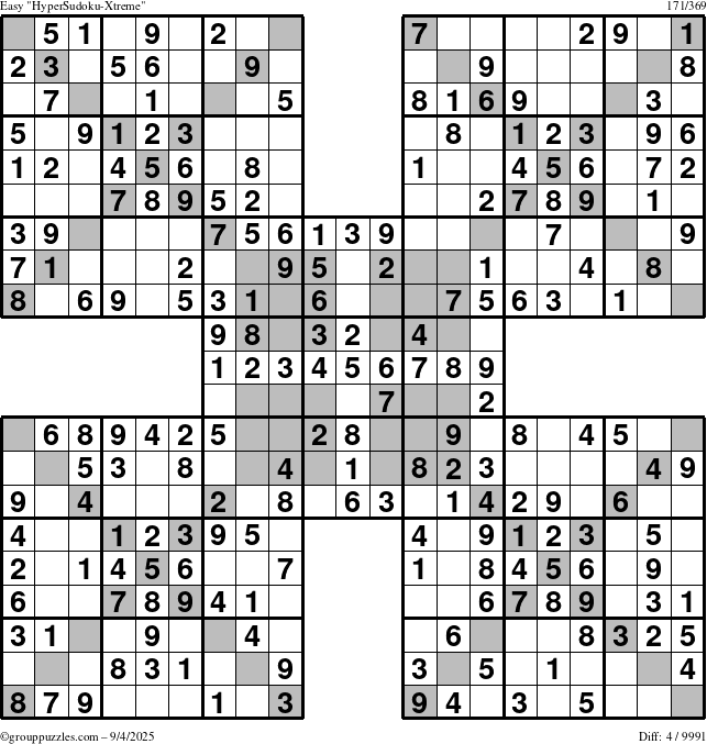 The grouppuzzles.com Easy cover-HyperXtreme puzzle for Thursday September 4, 2025