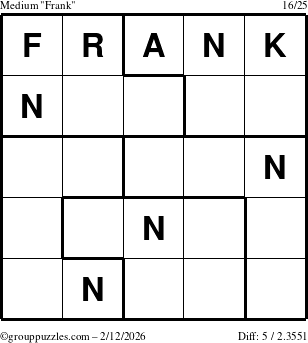 The grouppuzzles.com Medium Frank puzzle for Thursday February 12, 2026
